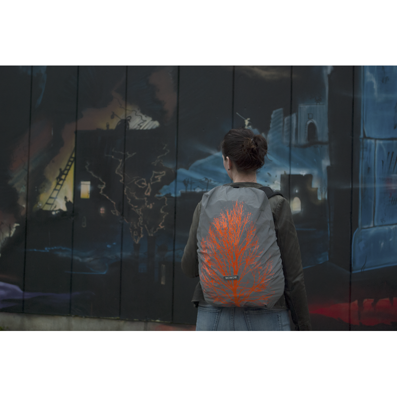 Housse sac à dos Wowow Quebec imprimé fluo orange