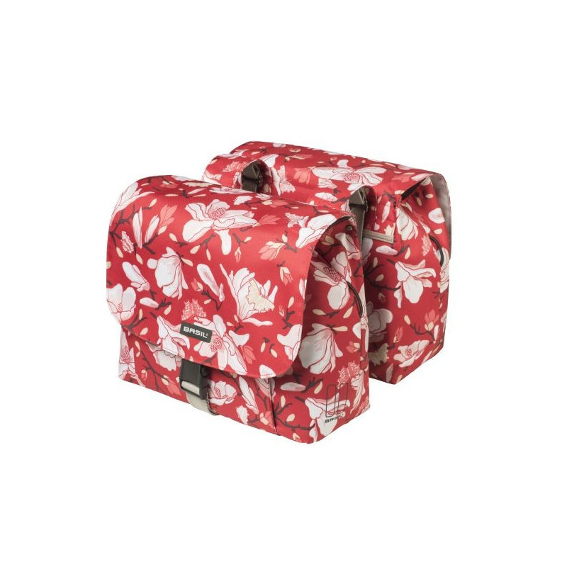 Paire de sacoches vélo ville Basil Magnolia S Double 2 x 12,5 L Rouge