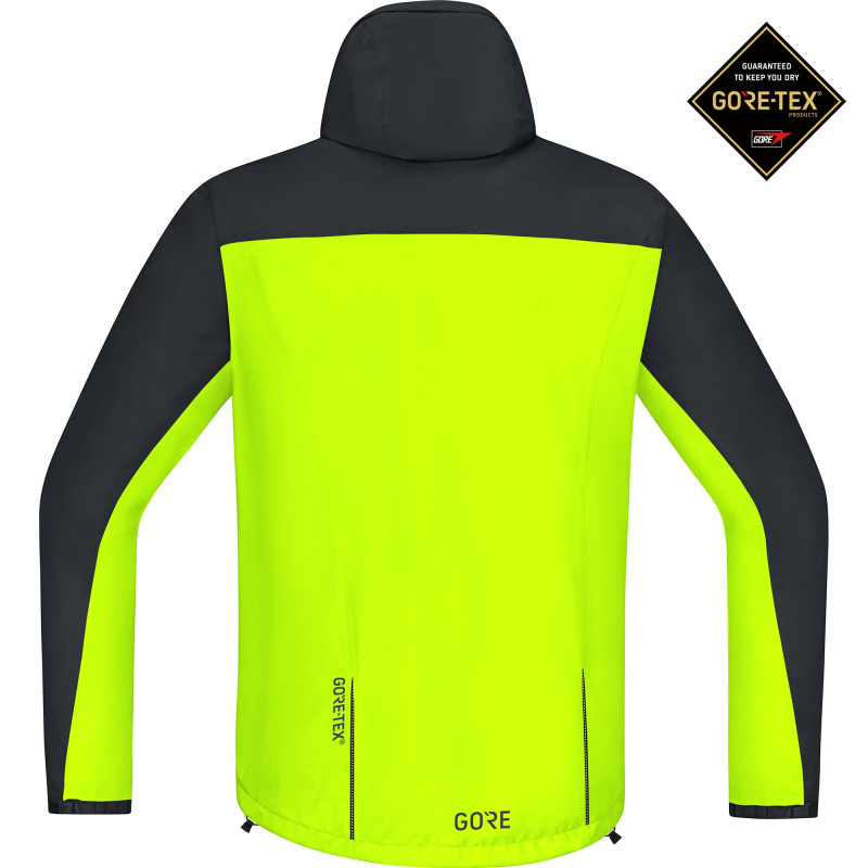 Veste à capuche Gore Wear C3 Gore-Tex Paclite arrière neon yellow/black