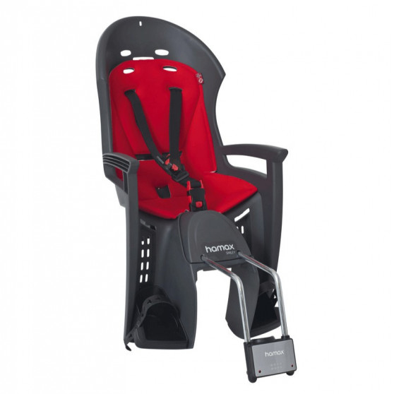 Porte-bébé vélo arrière sur cadre Hamax Smiley Gris/Rouge
