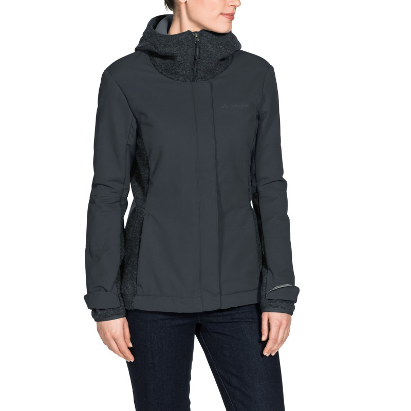 Veste Femme Vaude Cyclist Padded Jacket III Phantom Black porté