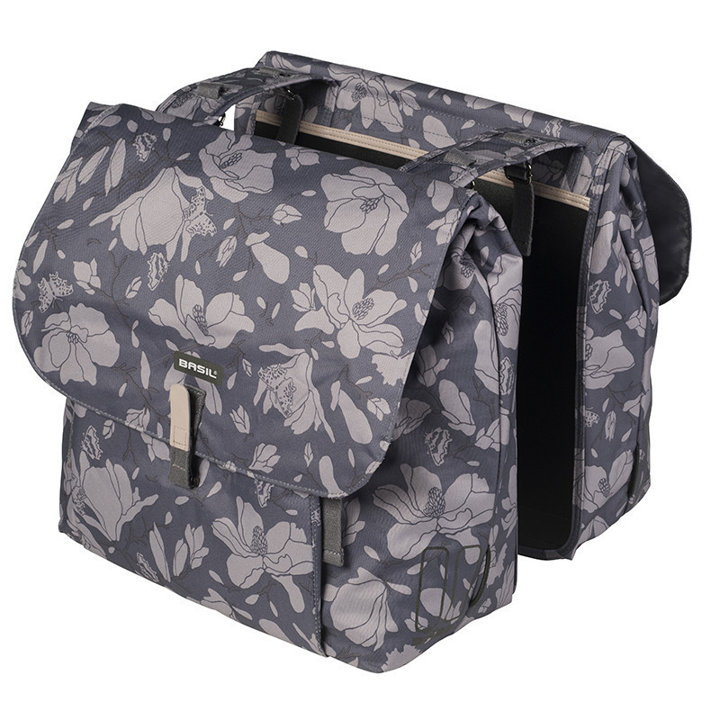 Paire de sacoches vélo ville Basil Magnolia Double 2 x 17,5 L Gris