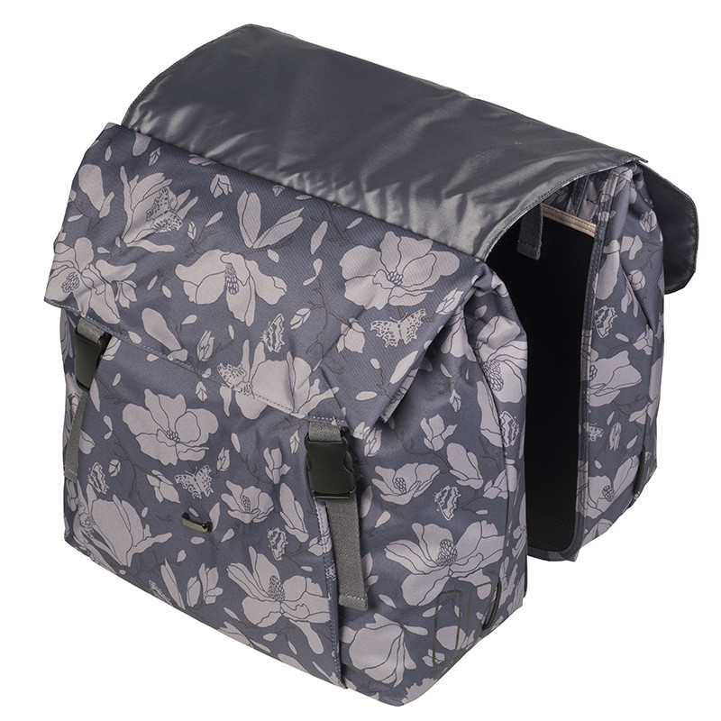 Paire de sacoches vélo ville Basil Magnolia Double 2 x 17,5 L Gris rabat