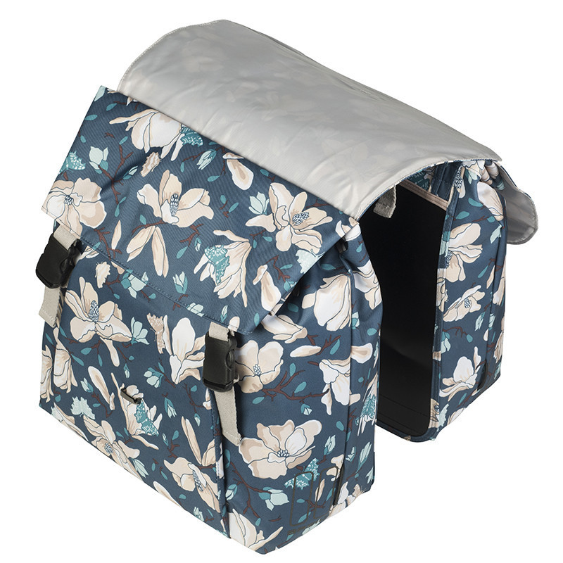 Paire de sacoches vélo ville Basil Magnolia Double 2 x 17,5 L Bleu rabat