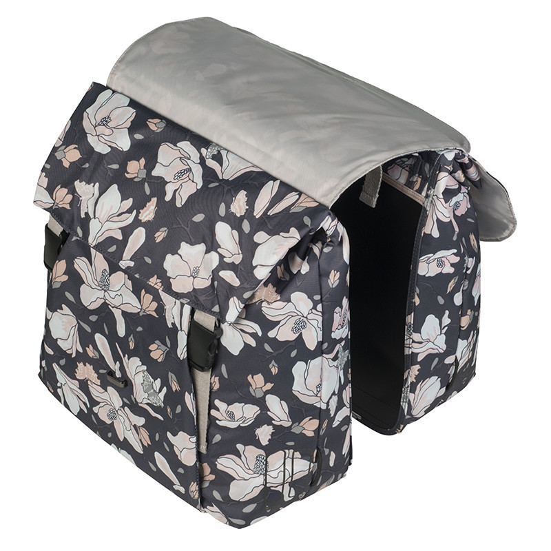 Paire de sacoches vélo ville Basil Magnolia Double 2 x 17,5 L Violet rabat