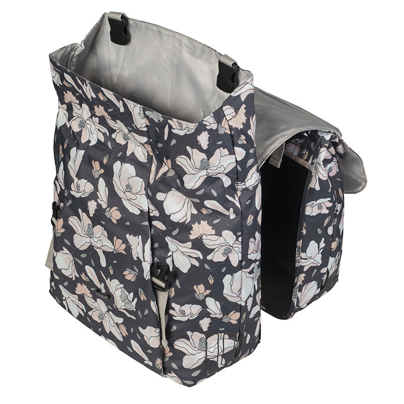 Paire de sacoches vélo ville Basil Magnolia Double 2 x 17,5 L Violet ouverture