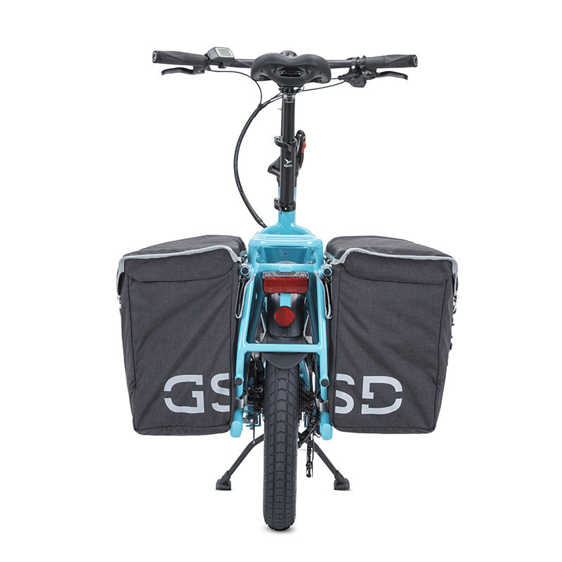 Vélo cargo électrique Tern GSD S10 bleu sacoches