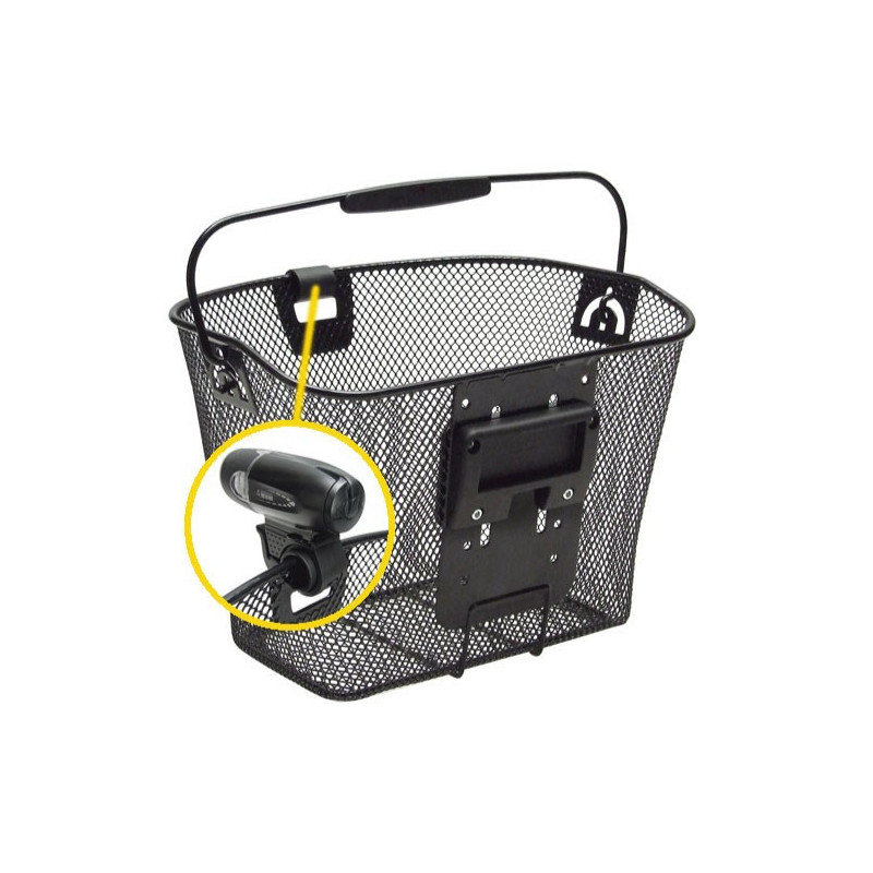 Panier vélo avant KlickFix Uni avec clip d'éclairage