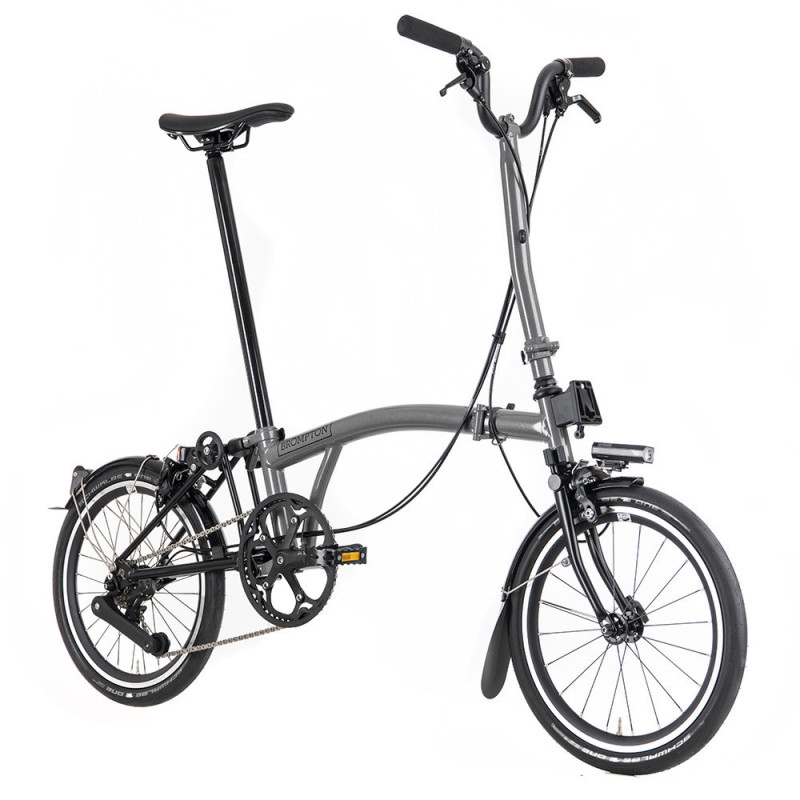 Vélo pliant Brompton P Line Urban gris guidon haut (4 vitesses)