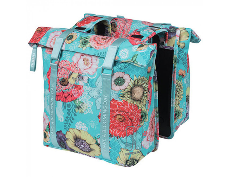 SACOCHE ARRIERE VELO DOUBLE BASIL IMPERMEABLE MAGNOLIA 35L POPPY ROUGE  FIXATION SANGLES SUR PORTE BAGAGE (43x28x30cm) 