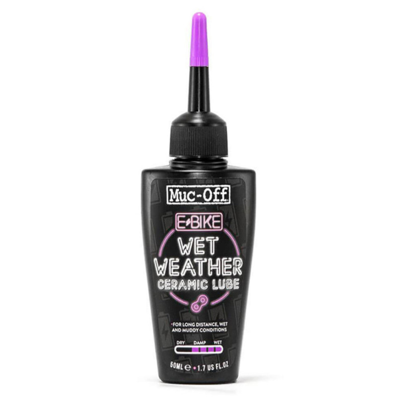 Lubrifiant chaîne VAE conditions humides Muc-Off eBike Wet Weather Ceramic Lube (50 ml)