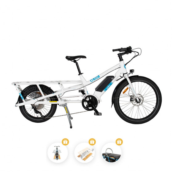 Vélo cargo électrique Yuba Spicy Curry City blanc - opération rentrée cargo