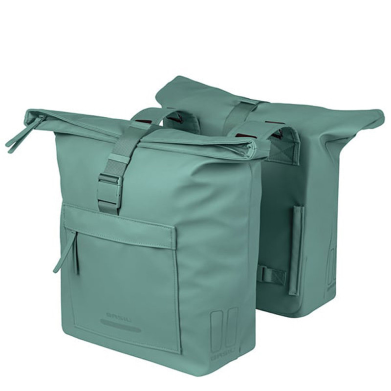 Sacoche double Basil Brooklyn silvergreen