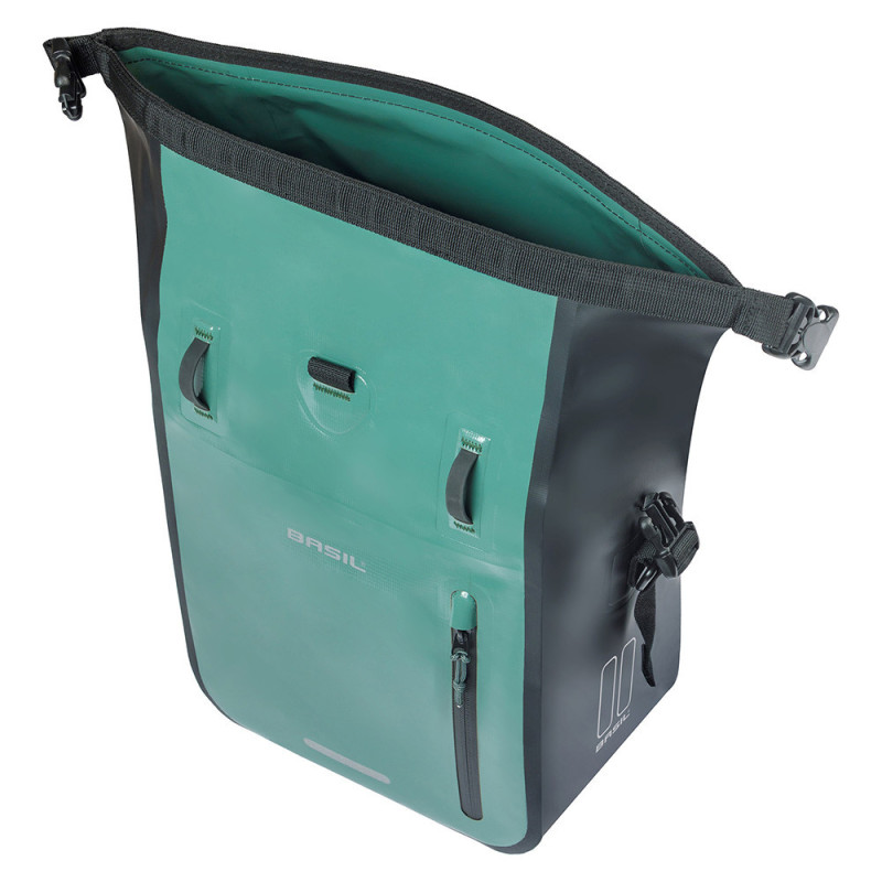 Sacoche vélo arrière Basil Rivo M MIK Hooks ouverture