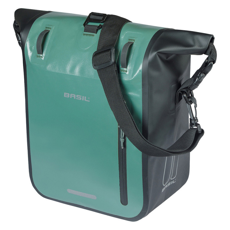 Sacoche vélo arrière Basil Rivo M MIK Hooks silvergreen/black