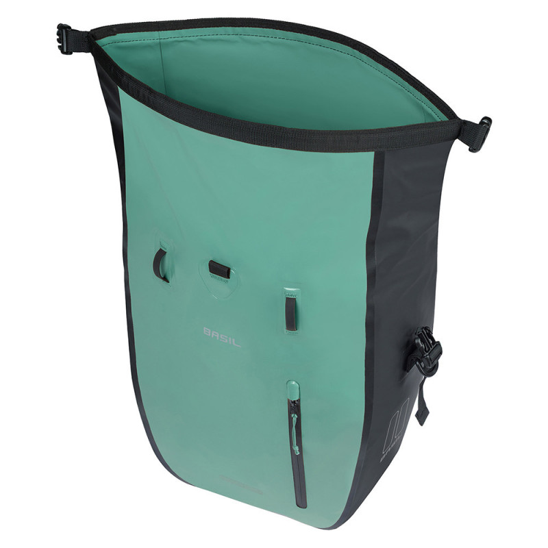 Sacoche vélo arrière Basil Rivo L MIK Hooks ouverture