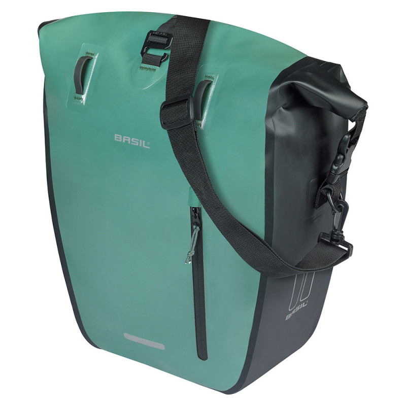 Sacoche vélo arrière Basil Rivo L MIK Hooks silvergreen/black