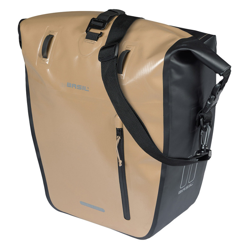 Sacoche vélo arrière Basil Rivo L MIK Hooks sand/black