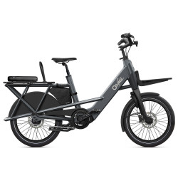 Vélo cargo électrique O2feel Buzz 7 Concrete grey pack passenger