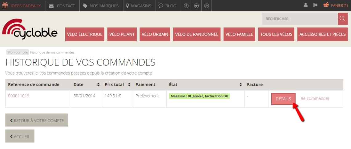 Détails commande