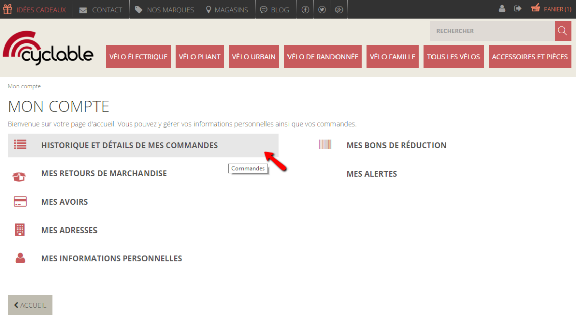 Historique et détails de vos commandes