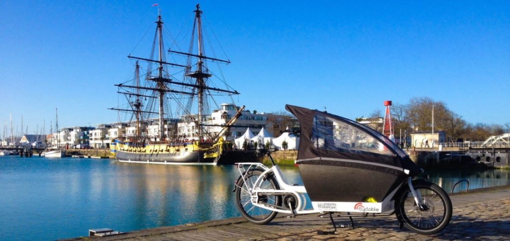 Vélo cargo Urban arrow sur le port de la rochelle