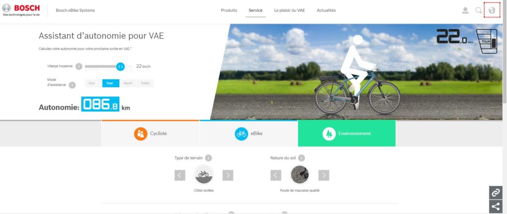 Capture d'écran site assistant autonomie bosch