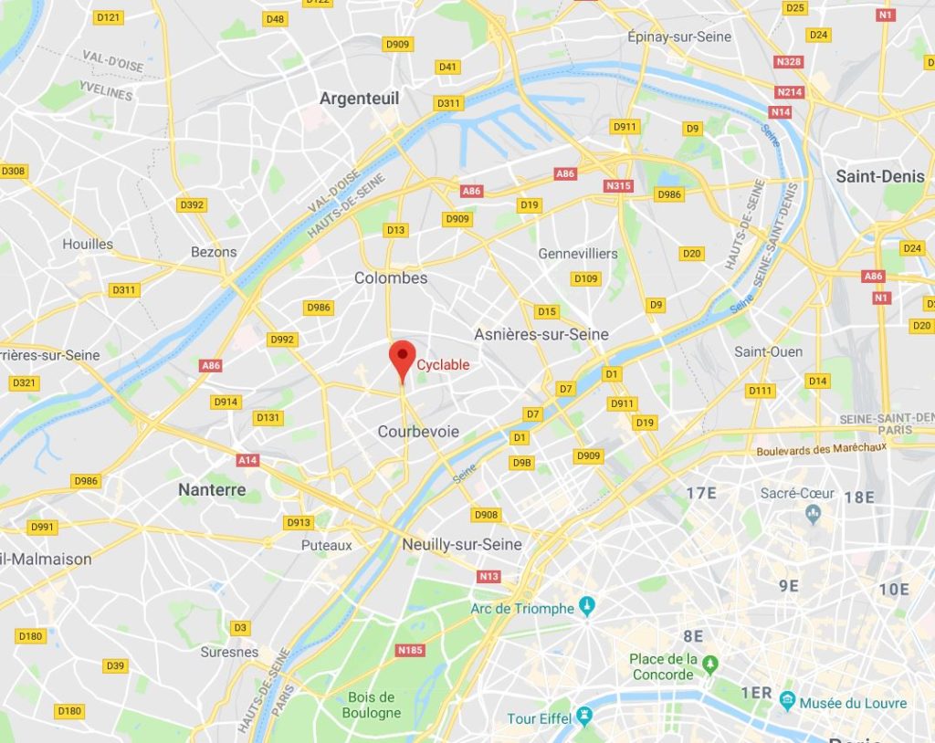 Carte Google Maps montrant l'emplacement de la Garenne Colombes