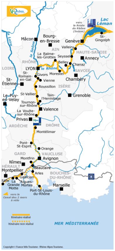 Parcours de la voie verte ViaRhôna