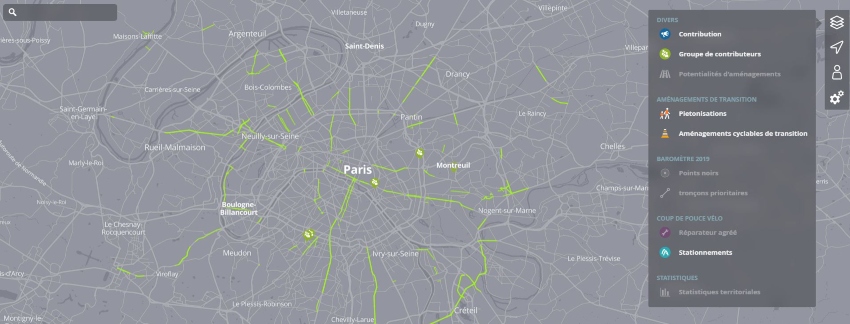 Plan des pistes cyclables temporaires Covid Paris